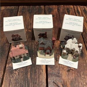 3 Vintage Cornwall Cottage Collection Miniature Houses